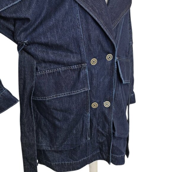 Anthropologie Pilcro Oversized Draped Dolman Denim Belted Trench Coat, Size S - Picture 9 of 9